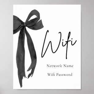 Watercolor Elegant Modern Black Bow Wifi Sign