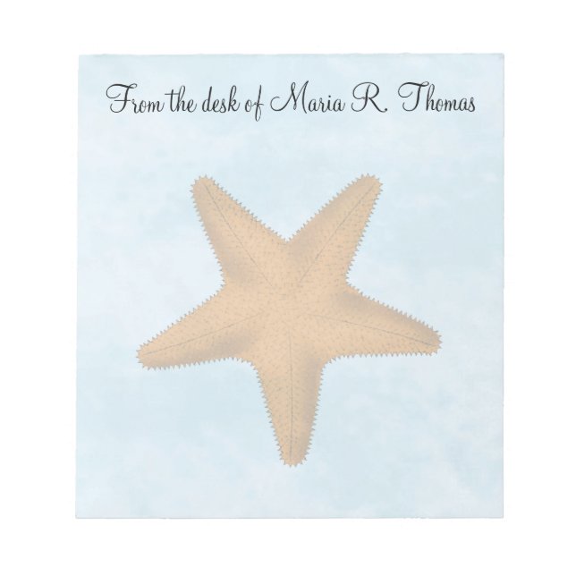 Watercolor Elegant Modern Starfish Sealife Notepad (Front)
