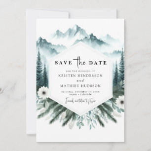 Watercolor Elegant Mountain Wedding Save The Date