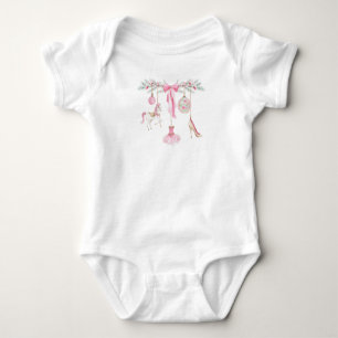 Watercolor Elegant Nutcracker ballet pink Christma Baby Bodysuit