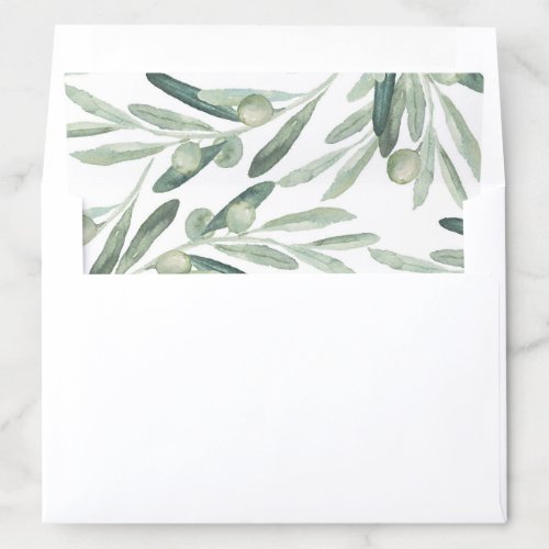 Watercolor Elegant Olive Branch Greenery Botanical Envelope Liner