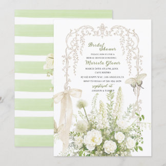 Watercolor Elegant Pastel Green floral Bridal Show Invitation