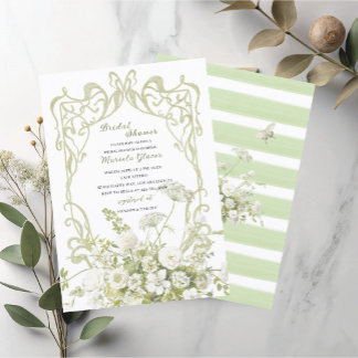 Watercolor Elegant Pastel Green floral Bridal Show Invitation