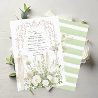 Watercolor Elegant Pastel Green floral Bridal Show Invitation