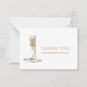 Watercolor Elegant Perls Prosecco Bridal Shower Th Note Card