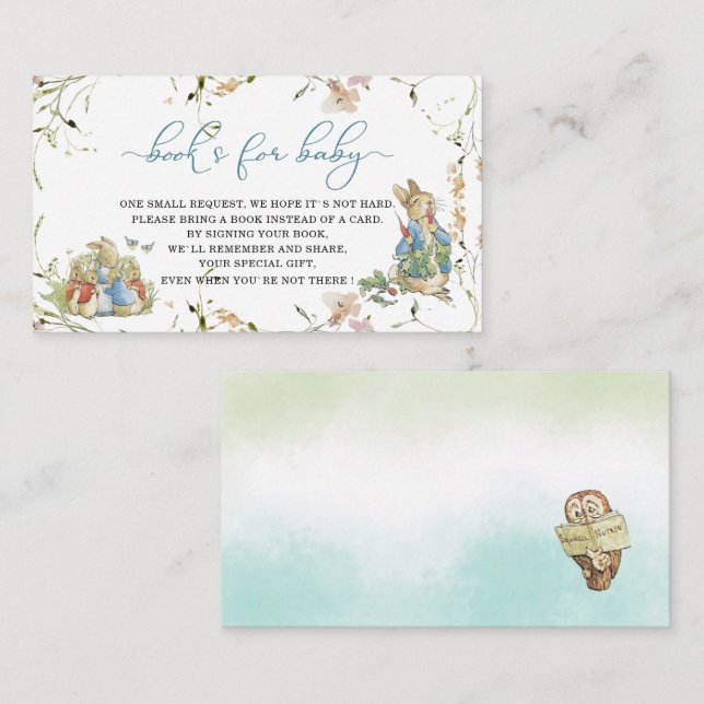  Watercolor Elegant Peter Rabbit Wildflower baby s Enclosure Card (Front/Back)