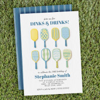 Watercolor Elegant Pickleball Birthday Invitation