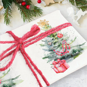 Watercolor Elegant Pine Tree Gift Wrapping Paper