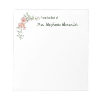 Watercolor Elegant Pink Floral From The Desk Of 