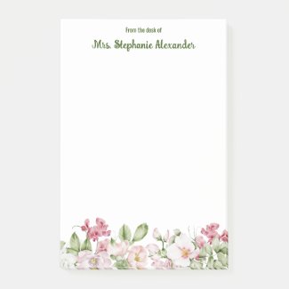 Watercolor Elegant Pink Floral From The Desk Of 