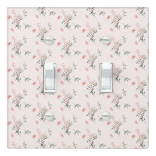 Watercolor Elegant Pink Roses Light Switch Cover