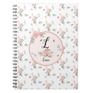 Watercolor Elegant Pink Roses with Butterflies Notebook