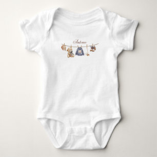 Watercolor Elegant Plaid Teddy Bear Baby Shower Bodysuit