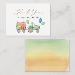 Watercolor Elegant Pumpkin Tractor baby shower tha Note Card