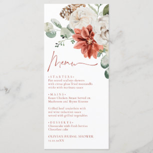 Watercolor Elegant Red Winter Christmas Holiday Menu