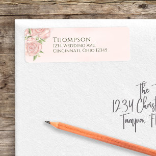Watercolor Elegant Return Address Simple Roses Label