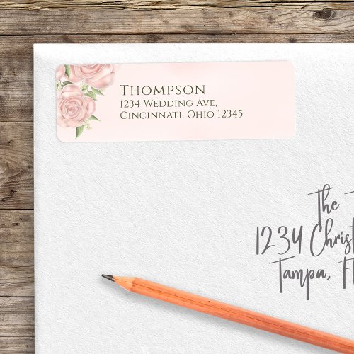 Watercolor Elegant Return Address Simple Roses Label