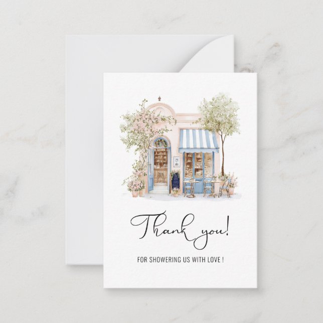Watercolor Elegant She Said Oui Bridal Shower Than Note Card (Front)