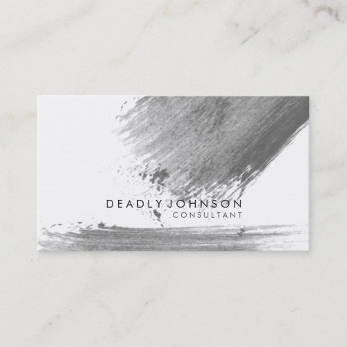 Watercolor Elegant Simple Splatter Black Gray Business Card