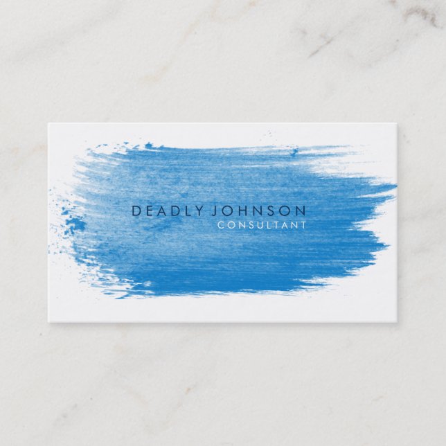 Watercolor Elegant Simple Splatter Blue Business Card (Front)