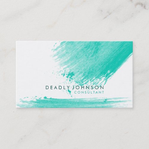 Watercolor Elegant Simple Splatter Green Nature Business Card