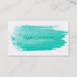 Watercolor Elegant Simple Splatter Green Nature Business Card