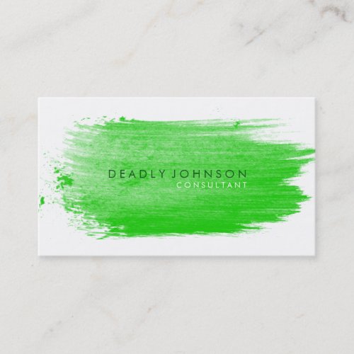Watercolor Elegant Simple Splatter Green Nature Business Card