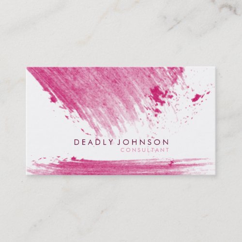 Watercolor Elegant Simple Splatter Pink Nature Business Card