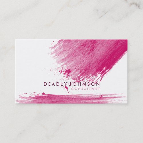 Watercolor Elegant Simple Splatter Pink Nature Business Card