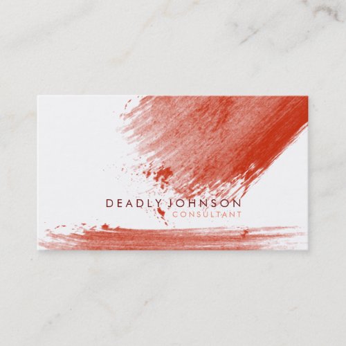 Watercolor Elegant Simple Splatter Red Nature Business Card