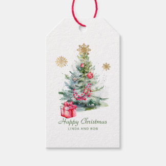 Watercolor Elegant Snowflake Christmas Gift Tags