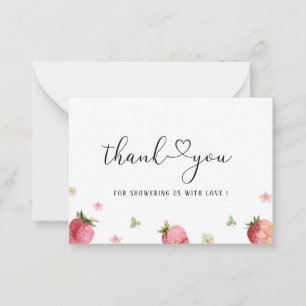 Watercolor Elegant Strawberry Berry Sweet baby sho Note Card