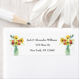 Watercolor Elegant Sunflower Boho Autumn Country Label