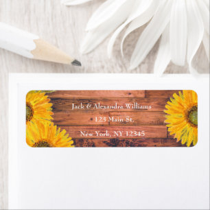 Watercolor Elegant Sunflower Rustic Fall Wood Label