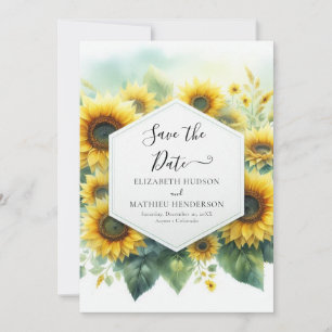 Watercolor Elegant Sunflower Wedding Save The Date