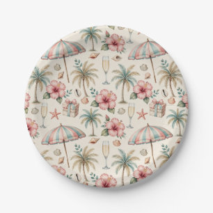 Watercolor Elegant Tropical Bridal Shower Hibiscus Paper Plates