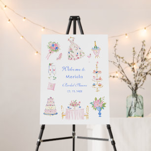 Watercolor Elegant whimsical hand drawn  bridal sh Foam Board