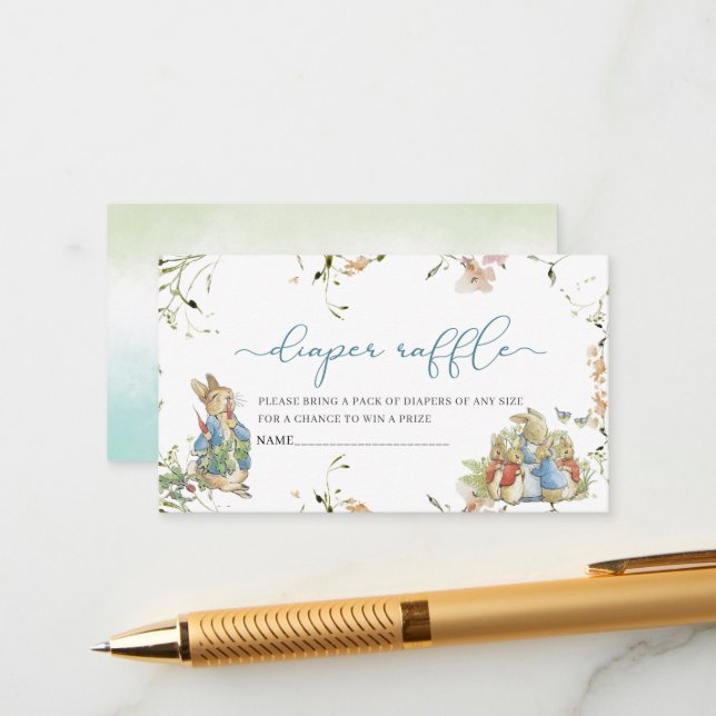  Watercolor Elegant wildflower Peter Rabbit  baby  Enclosure Card (Front/Back In Situ)
