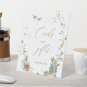 Watercolor Elegant Wildflower Peter Rabbit baby Pedestal Sign