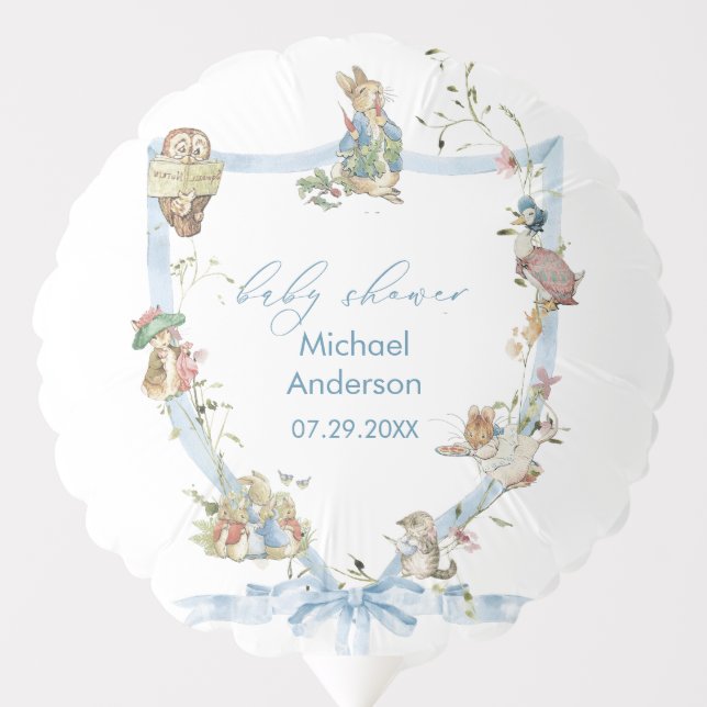 Watercolor elegant wildflower Peter Rabbit  baby s Balloon (Front)
