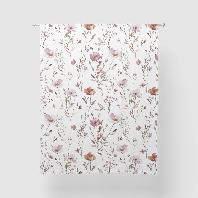 Watercolor elegant  wildflower  sheer curtains (Front)