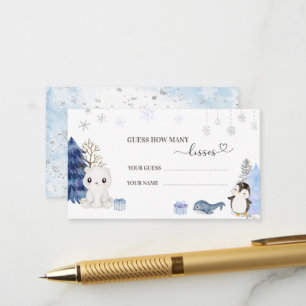 Watercolor Elegant Winter artic animals bridal sho Enclosure Card