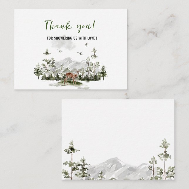 Watercolor Elegant Woodland Animals Bridal Shower  Note Card (Front/Back)