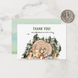 Watercolor Elegant Woodland Animals Thank You Note Card