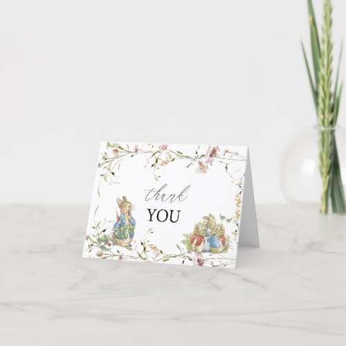 Watercolor Elegat Widflower Peter Rabbit Baby Show Thank You Card