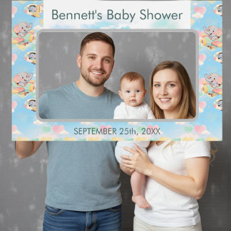 Watercolor Elephant Airplane Baby Shower frame Foam Board