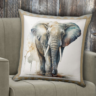 Watercolor Elephant Animal Art Throw Pillow