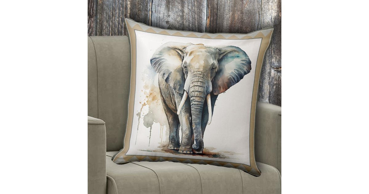 Watercolor Elephant Animal Art Throw Pillow Zazzle