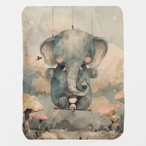 Watercolor Elephant Baby Blanket