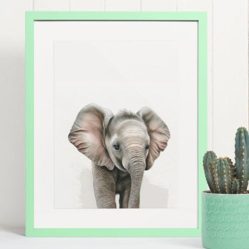 Watercolor Elephant Baby Nursery Jungle Safari  Poster